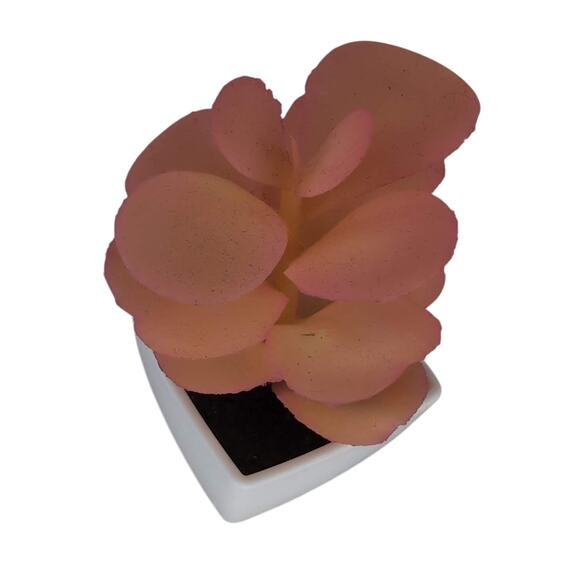 Mini Fake Faux Artificial Pink Succulent Potted Plant in Plastic White Pot - GUC - Picture 1 of 10